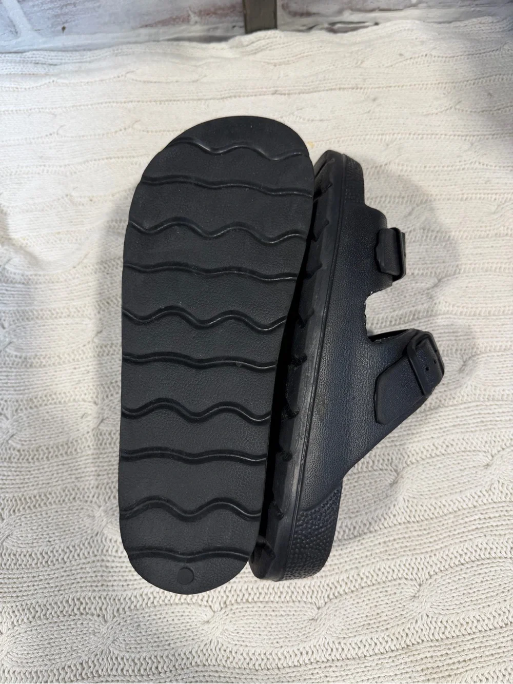 Black Double-Strap Slide Sandals